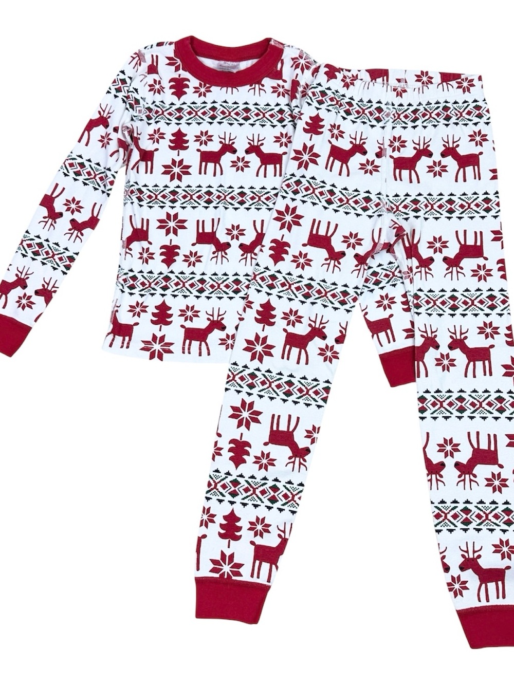 Hanna Andersson Red and White Deer Deer Fair Isle Pajama Set